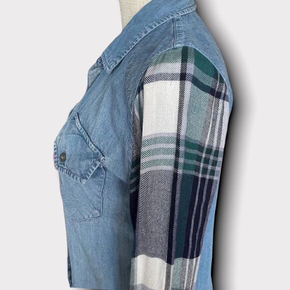 Rails | EUC Women's Jackson Contrast Sleeve Button Down Shirt Size Small - Picture 8 of 10